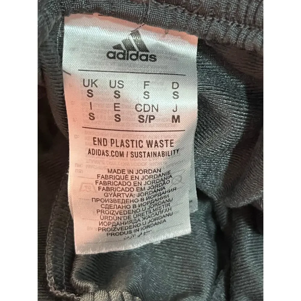 Adidas Track Pants Small Gray Three Stripes Athleisure Gym